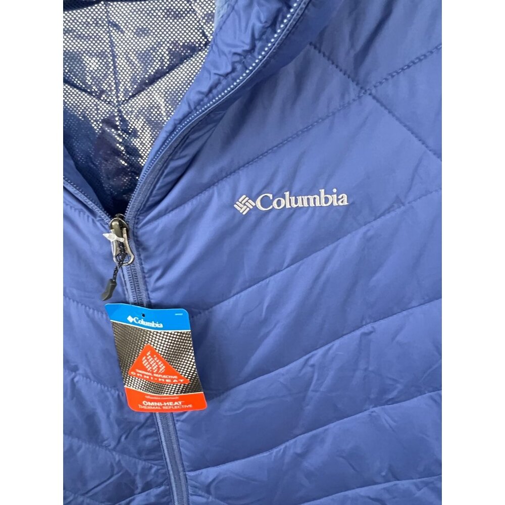 Columbia 2X Heavenly Long Hooded Jacket Omni-Heat Blue Puffer - Picture 5 of 13